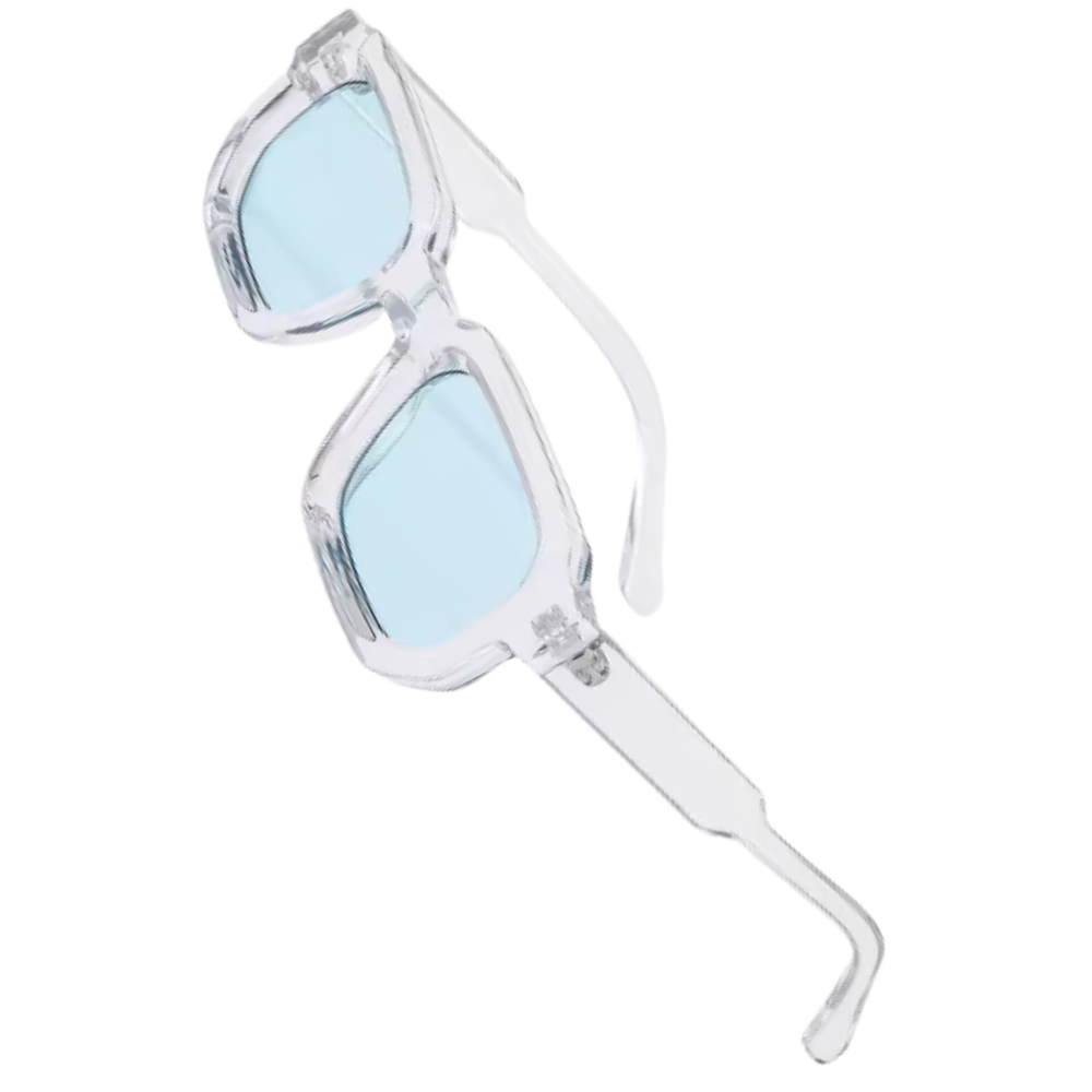 Bold Energy Rectangle UV Sunglasses -Transparent Blue - Ozerty