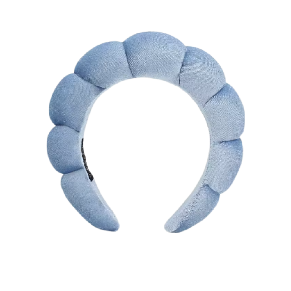 Velvet Skincare Headband -Light Blue - Ozerty