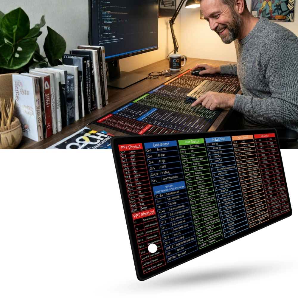 Clearly Organized Keyboard Shortcut Desk Mat - Ozerty