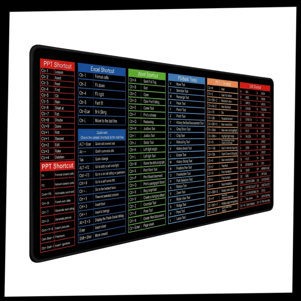 Clearly Organized Keyboard Shortcut Desk Mat - Ozerty