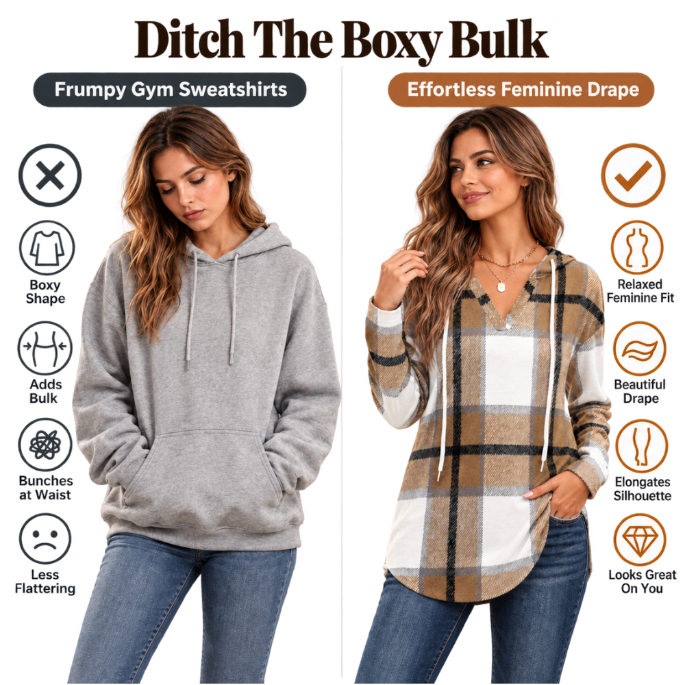 Softly Flattering Plaid Hoodie for Women - Ozerty