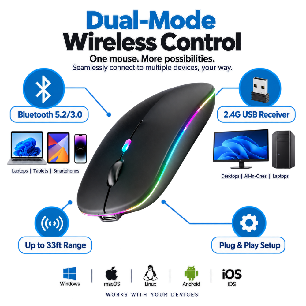 Slim Portable Silent Wireless Mouse - Ozerty