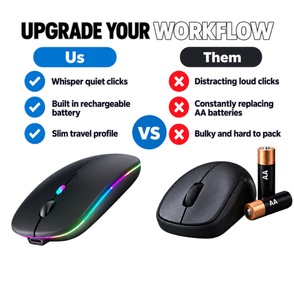 Slim Portable Silent Wireless Mouse - Ozerty