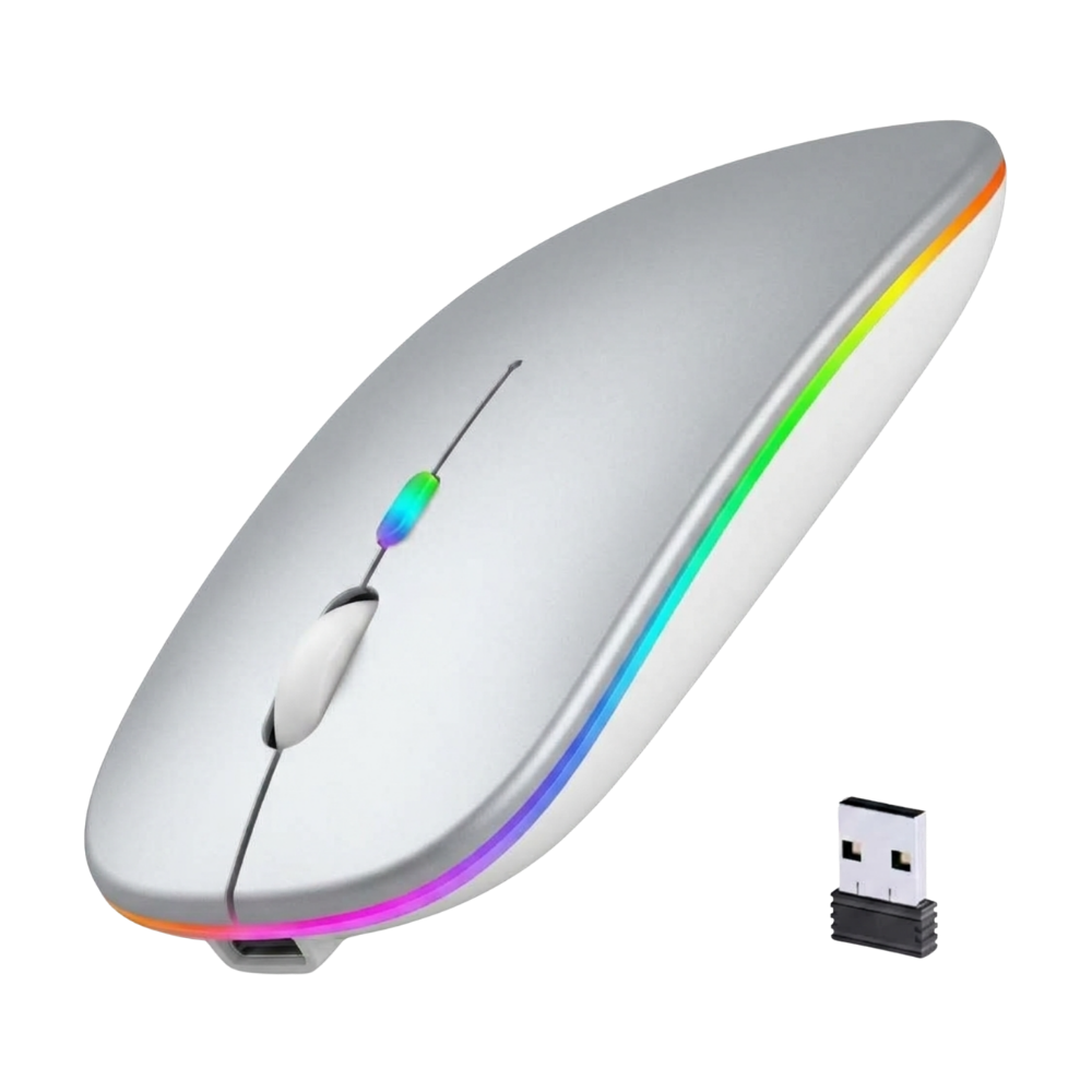 Slim Portable Silent Wireless Mouse -Silver - Ozerty