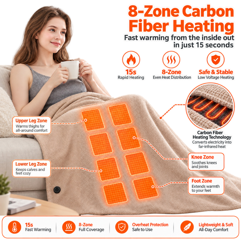 Cozy Hands-Free USB Heated Shawl Blanket - Ozerty