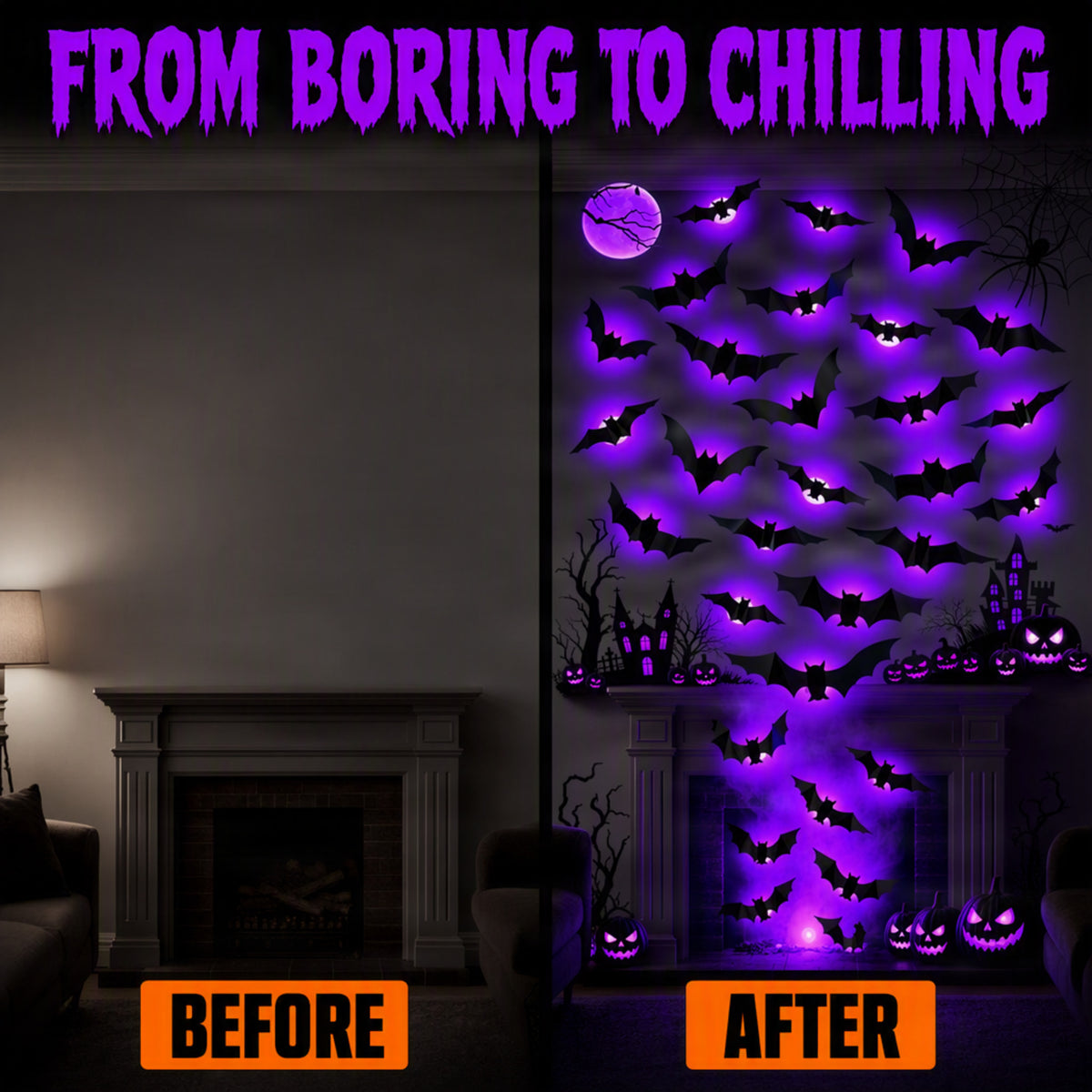 Glowing Bats Halloween Decoration - Ozerty