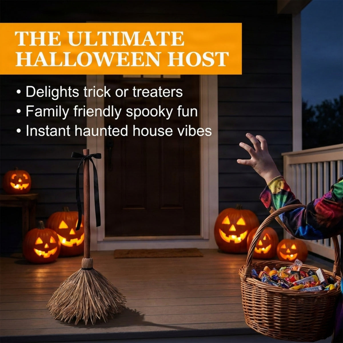 Playfully Haunted Motion Activated Broomstick - Ozerty