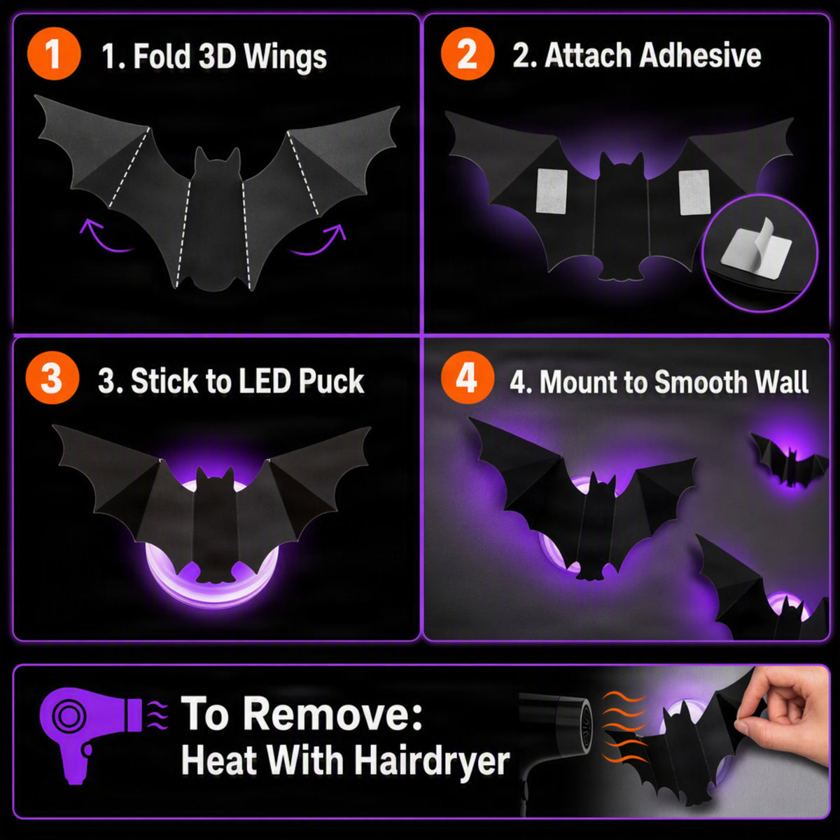 Glowing Bats Halloween Decoration - Ozerty