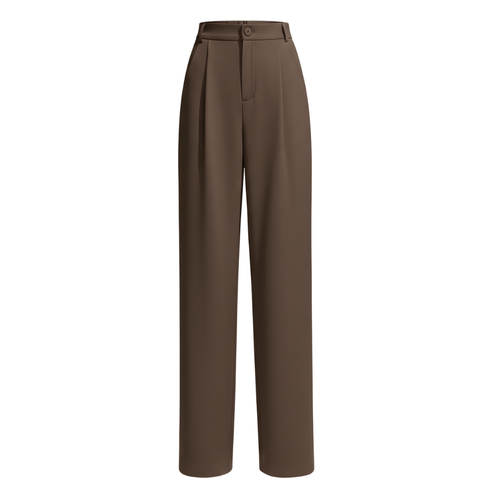 Chic Composure Wide Leg Trouser -Brown Regular - Ozerty