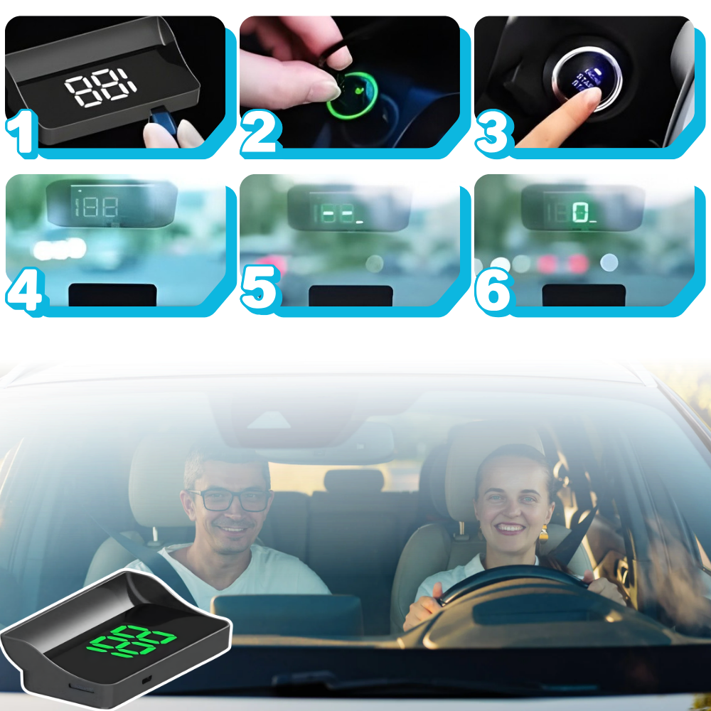 Clear & Intuitive Projector Windshield Speedometer - Ozerty