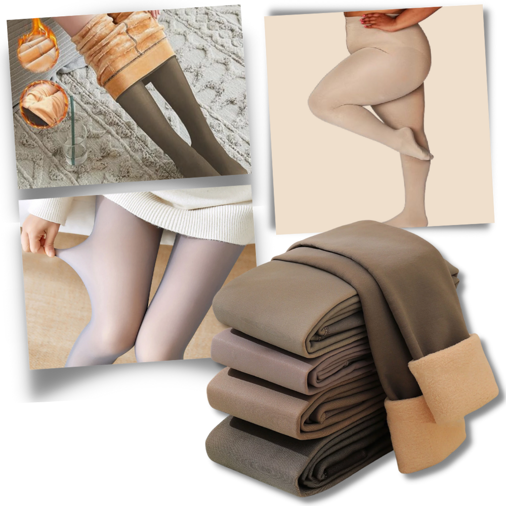 Fake Translucent Fleece Lined Tights - Ozerty