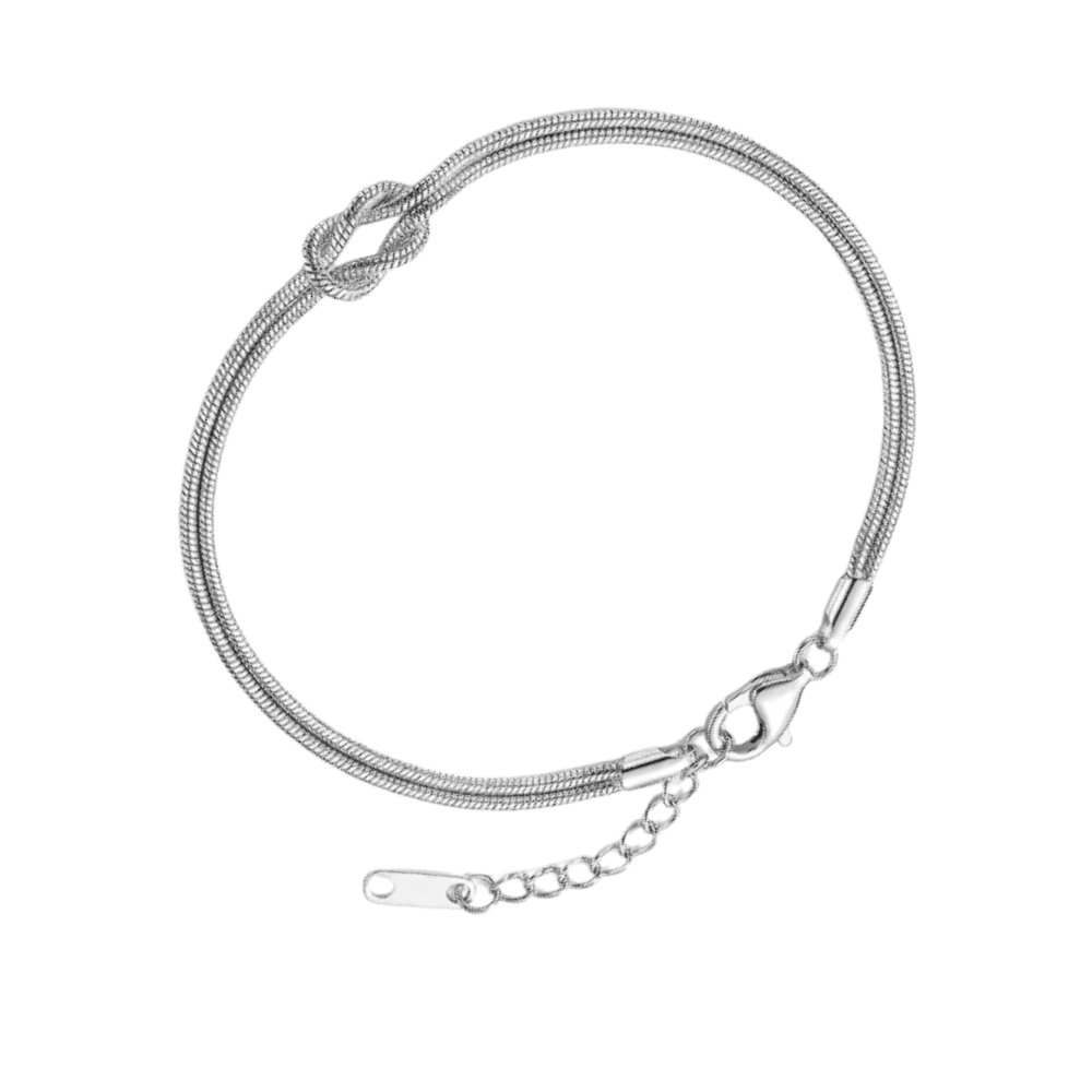 Love Knot Necklace & Bracelet -Silver - Ozerty