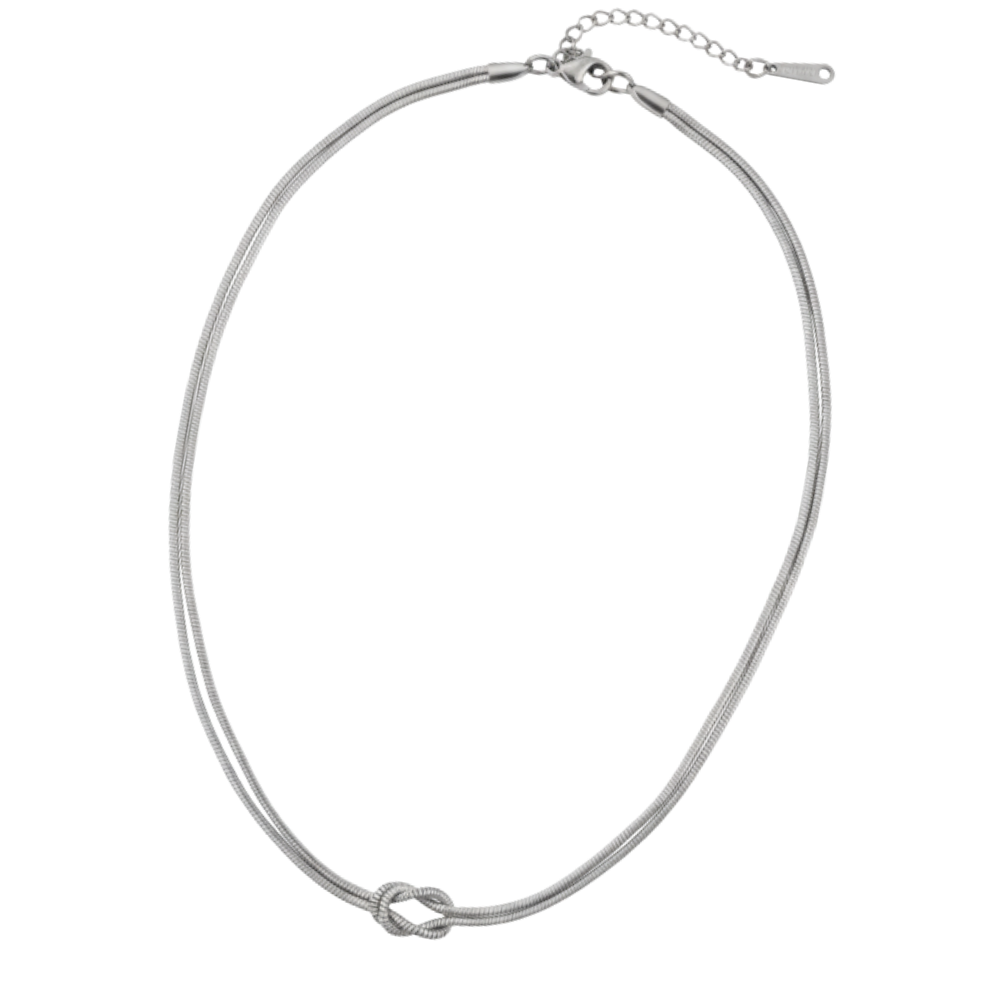 Love Knot Necklace & Bracelet -Silver - Ozerty