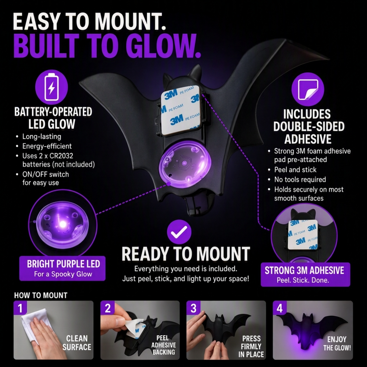 Glowing Bats Halloween Decoration - Ozerty