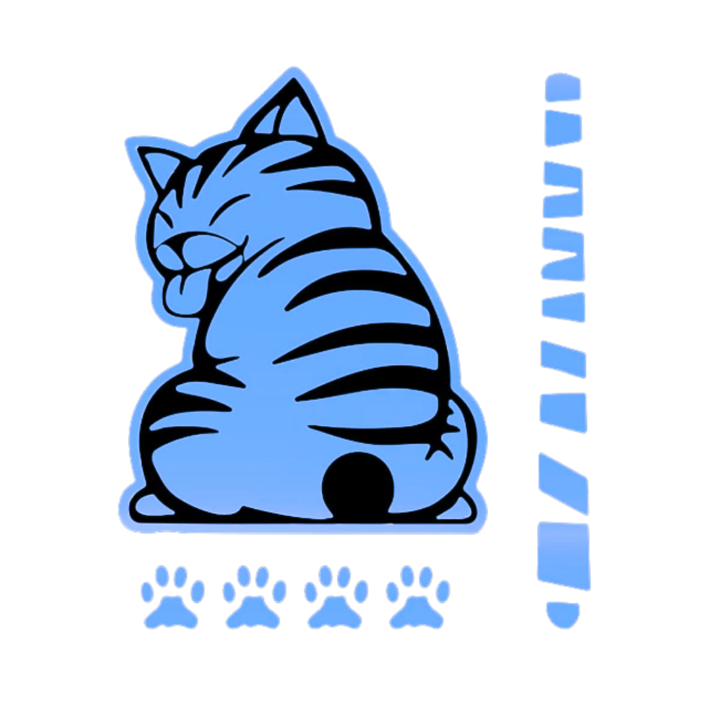 Quirky Cat Wiper Decal -Light Blue  - Ozerty