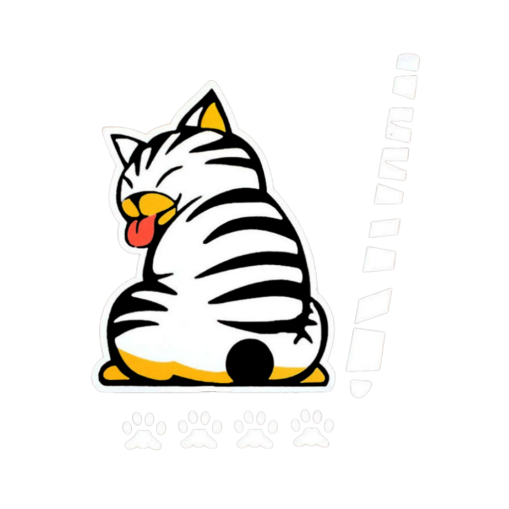 Quirky Cat Wiper Decal -White - Ozerty