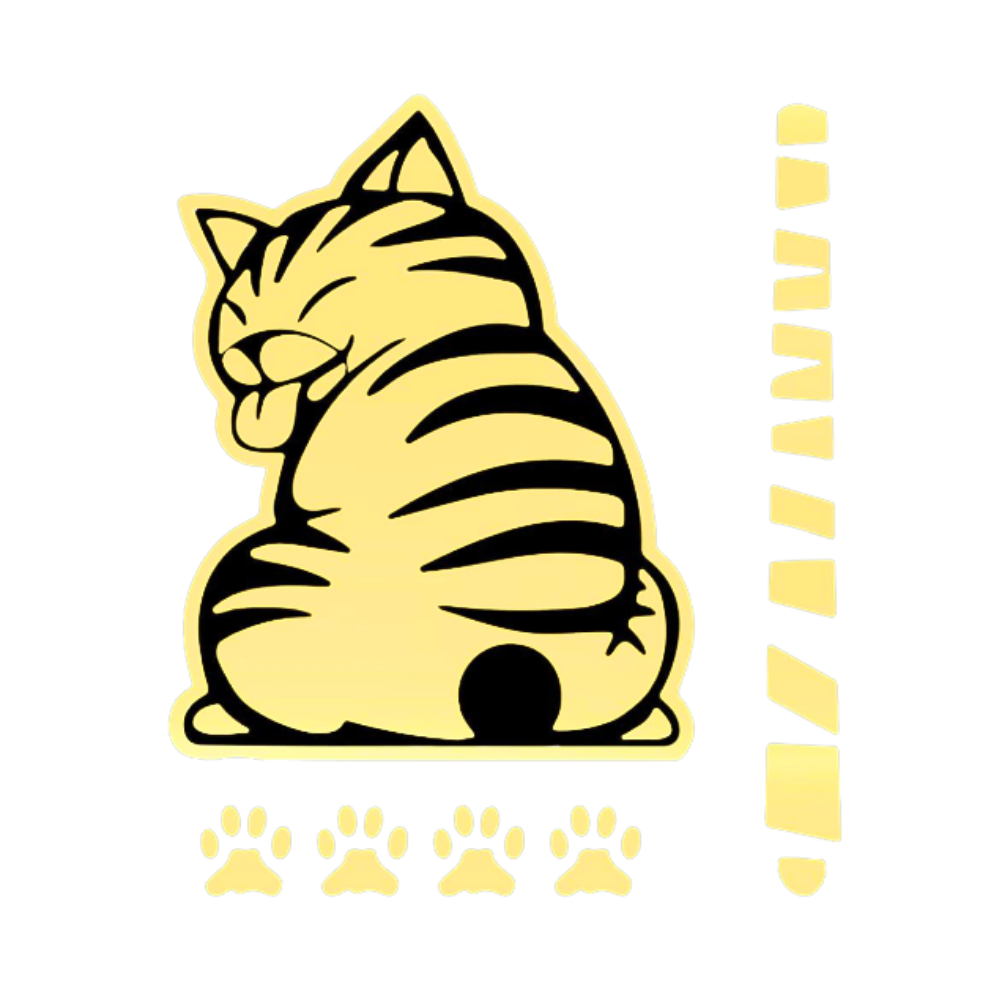 Quirky Cat Wiper Decal -Yellow - Ozerty