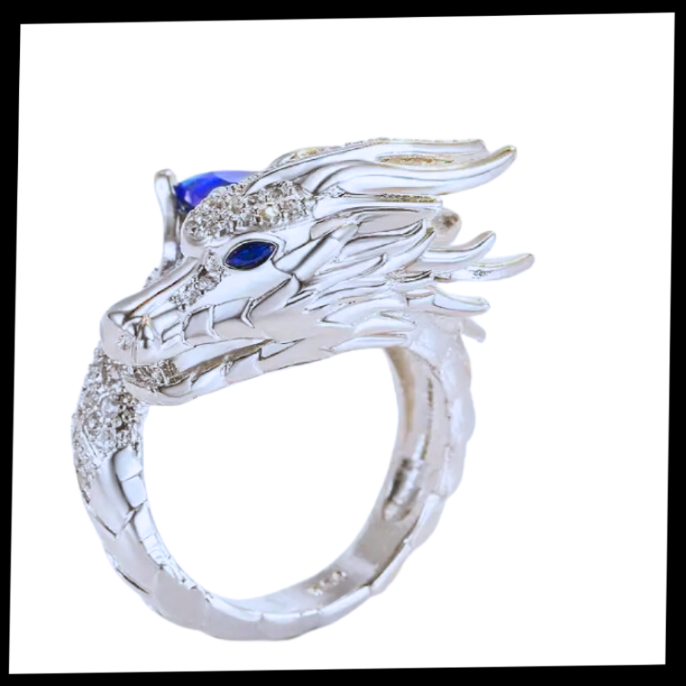 Unique Handmade Silver Dragon Ring  - Ozerty