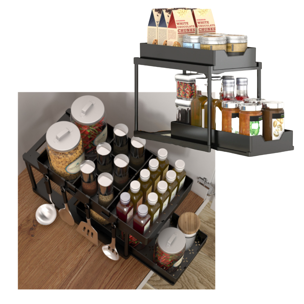 Double-Drawer Kitchen Spice Rack