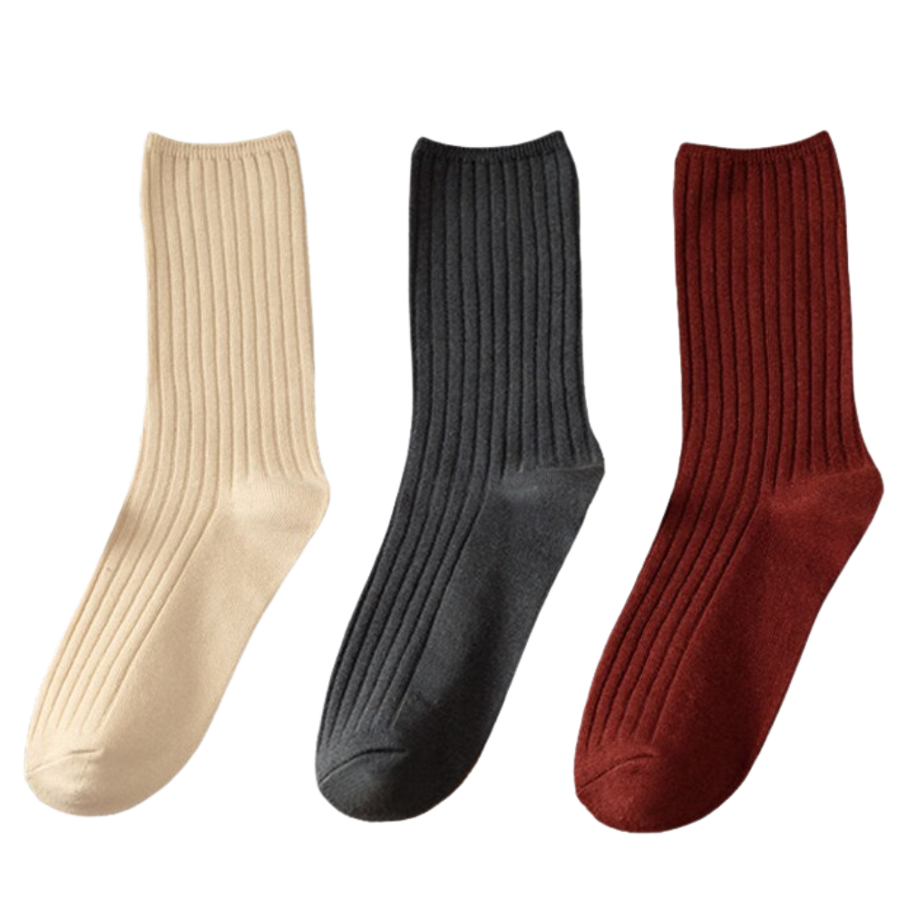 3 Pairs Ribbed Cotton Socks for Women