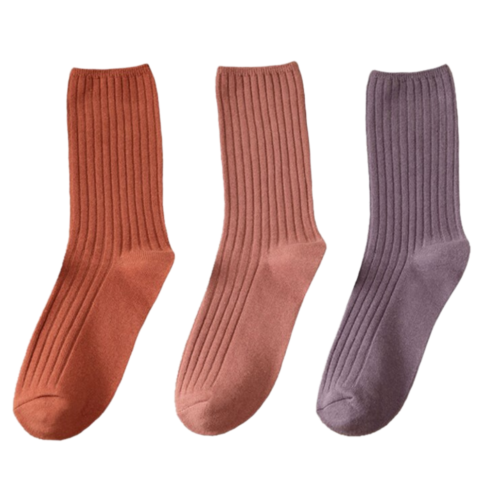 3 Pairs Ribbed Cotton Socks for Women