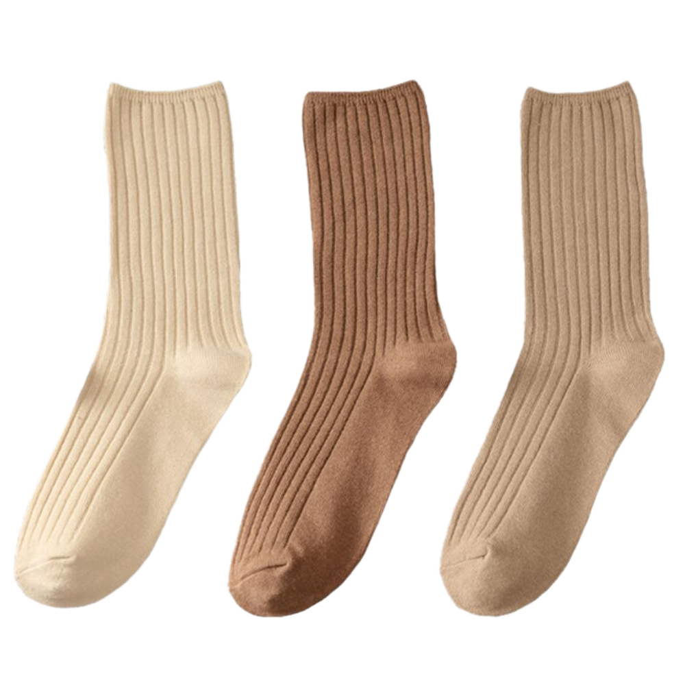 3 Pairs Ribbed Cotton Socks for Women