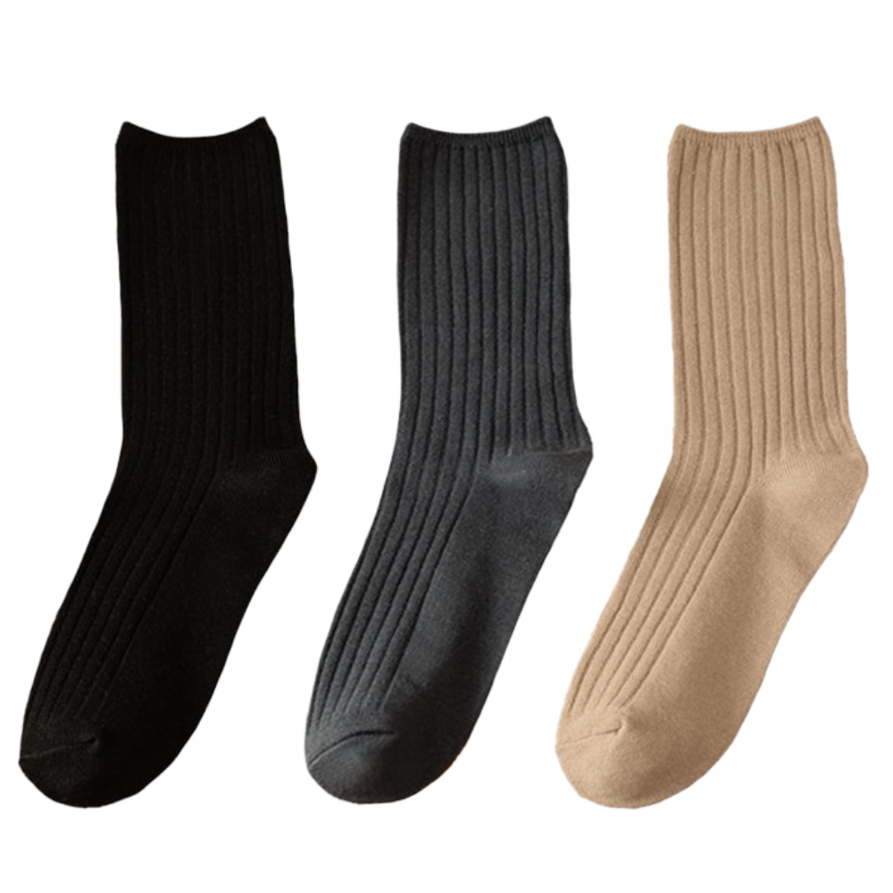 3 Pairs Ribbed Cotton Socks for Women