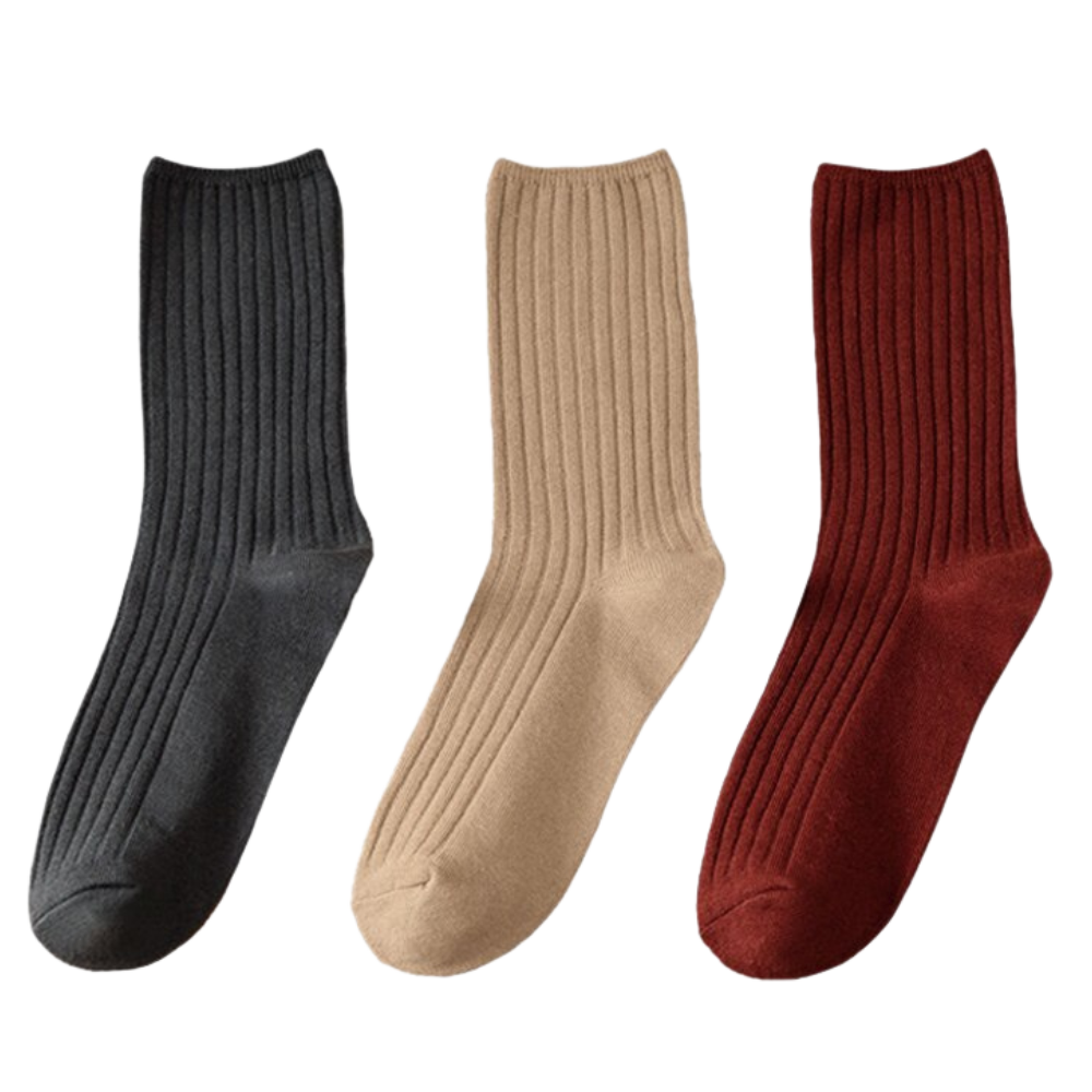 3 Pairs Ribbed Cotton Socks for Women