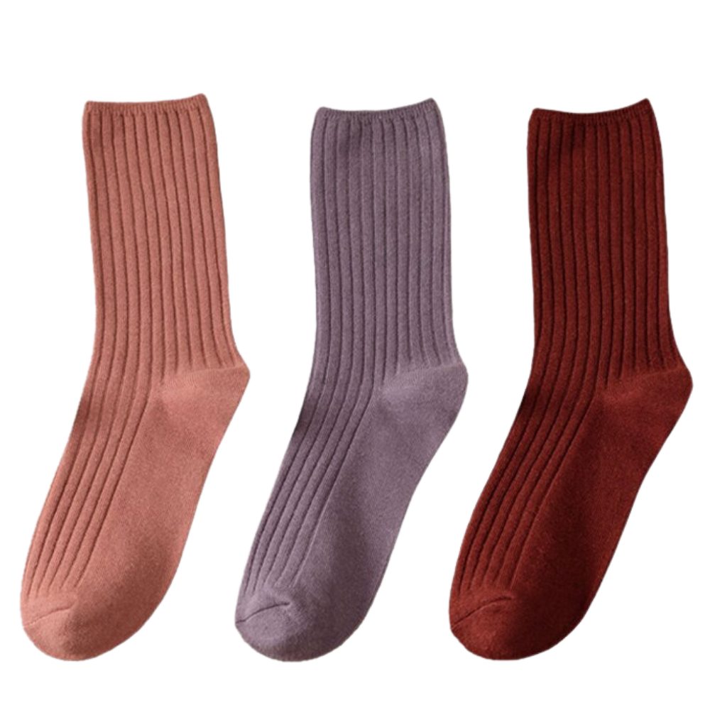 3 Pairs Ribbed Cotton Socks for Women