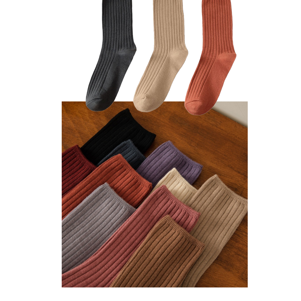 3 Pairs Ribbed Cotton Socks for Women