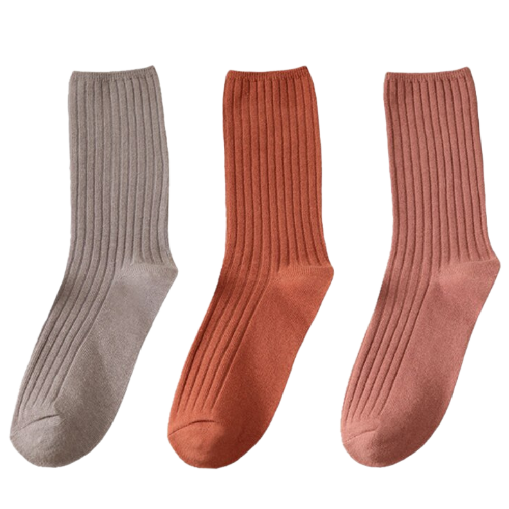 3 Pairs Ribbed Cotton Socks for Women