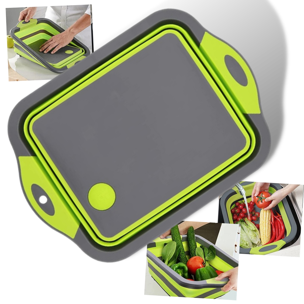 Collapsible Cutting Board with Basket -