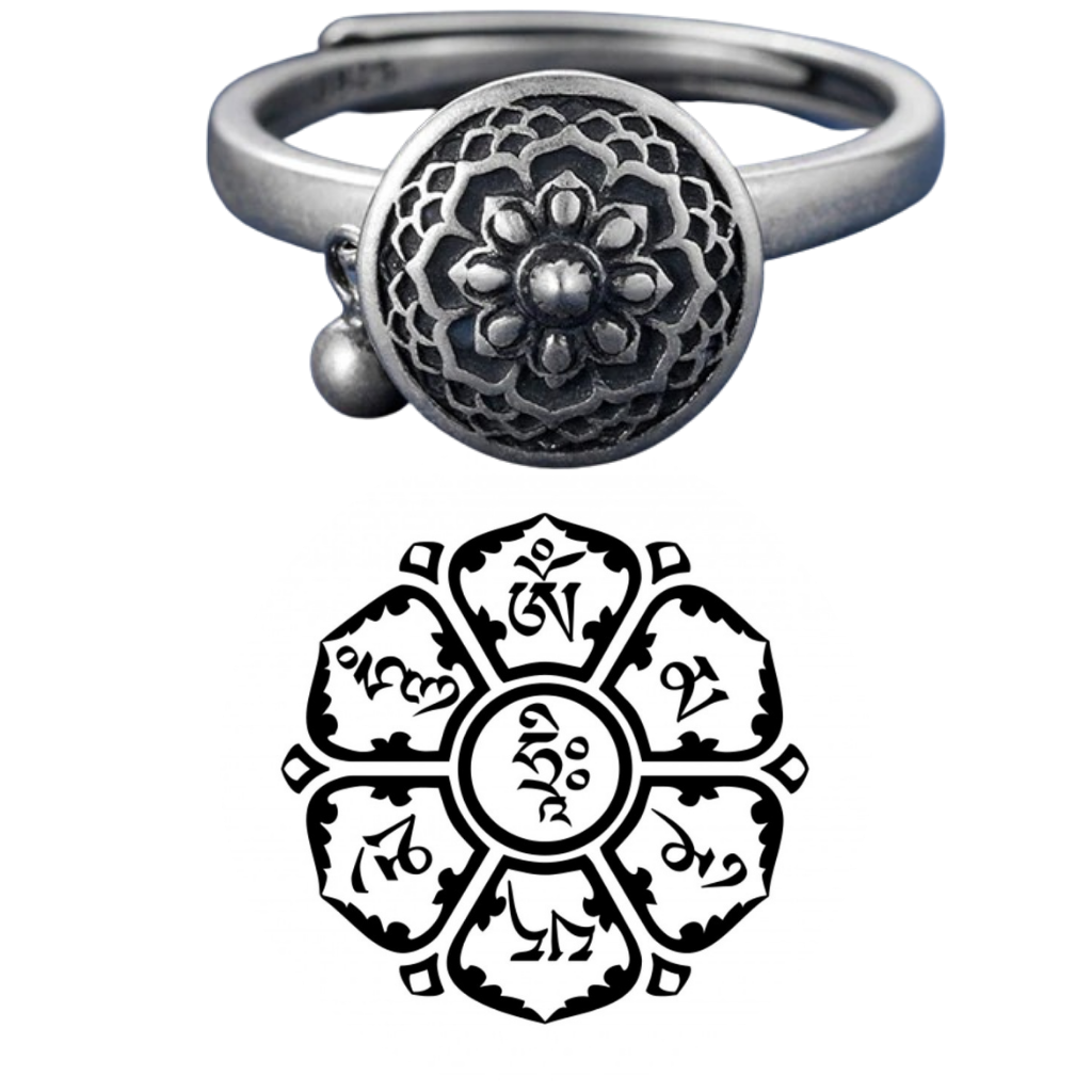 Spinning Buddhist Mantra Ring for Women