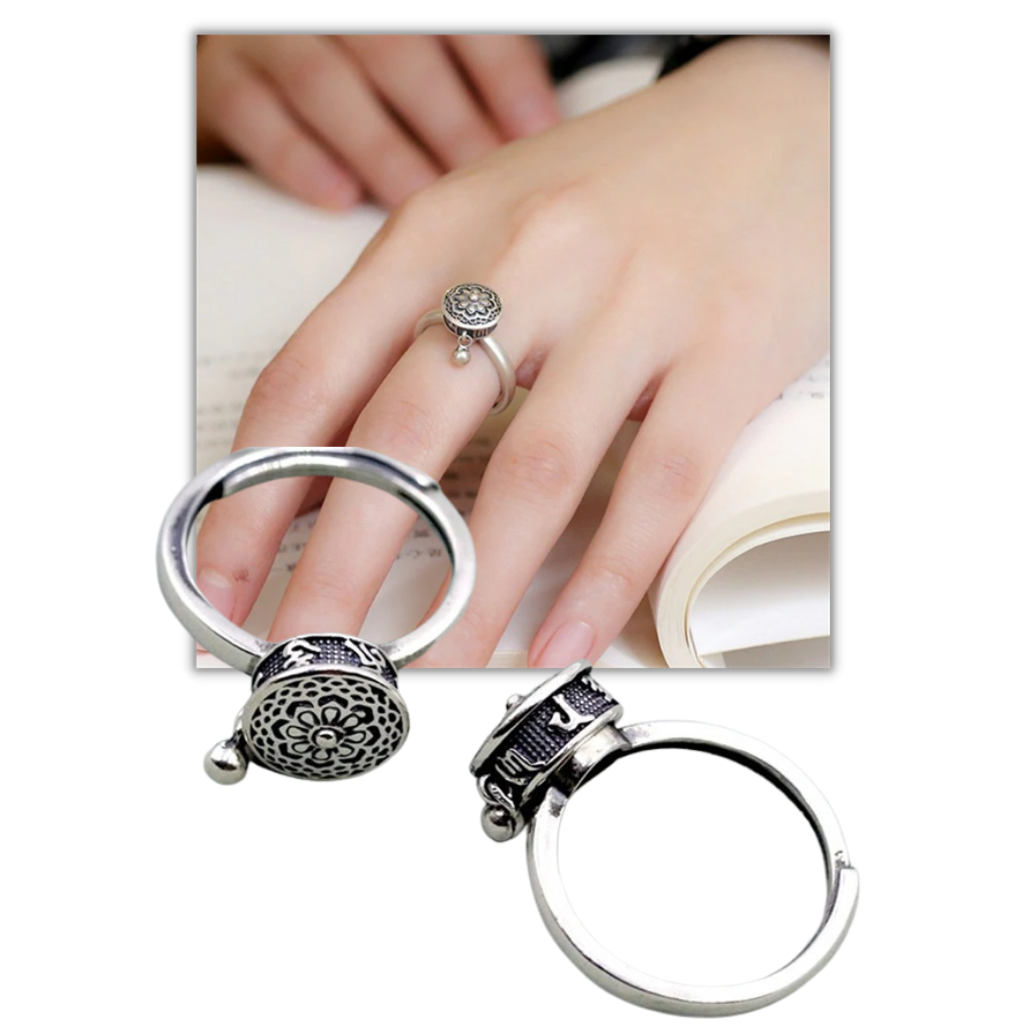 Spinning Buddhist Mantra Ring for Women